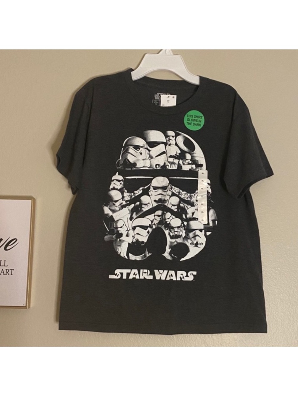 Star Wars Theme Gray Glow In The Dark Boys Youth T-Shirt✨